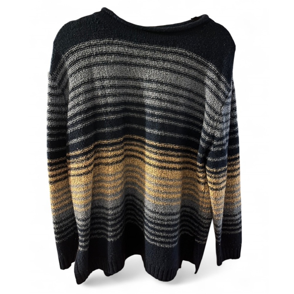 Vintage Carolyn Taylor Men's Crewneck Sweater - Black and Gold Stripes